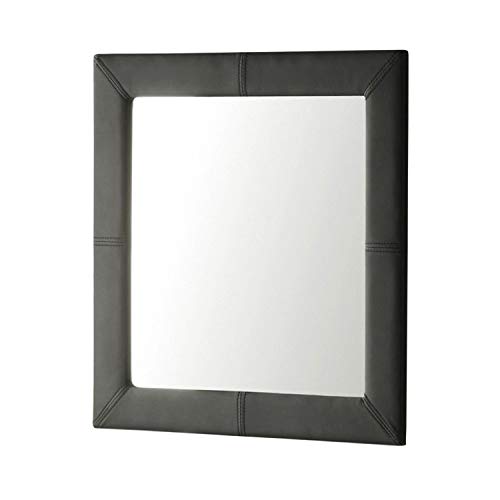 Espejo de Pared Tapizado, Espejo Cuadrado Salón, Recibidor, Comedor, Dormitorio, Acabado en símil Piel Color Negro, Medidas: 70 cm (Alto) x 70 cm (Ancho) x 3 cm (Fondo)