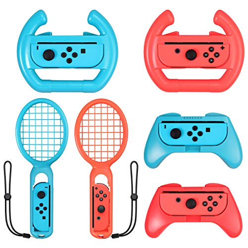 eSynic 3 en 1 Raqueta de Tenis, Volante, Empuñadura, para Switch Accesorios Joy-Con para Mario Tennis Aces Juego Juego de Manijas para Controlador de Juegos para Switch Joy-Con