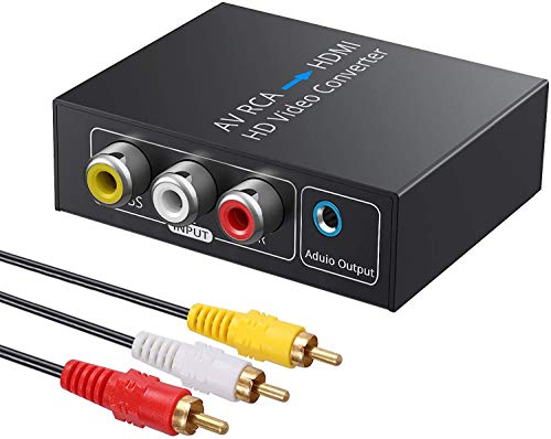eSynic RCA a HDMI Convertidor 1080P Carcasa de Metal Compuesto CVBS AV a HDMI video audio Compatible con PAL/NTSC con cable AV de 1.5m para PC PS3/4 TV STB VHS VCR Cámara DVD con Cable de Audio/Video eSynic RCA a HDMI Convertidor 1080P Carcasa de Metal Compuesto CVBS AV a HDMI video audio Compatible con PAL/NTSC con cable AV de 1.5m para PC PS3/4 TV STB VHS VCR Cámara DVD con Cable de Audio/Video