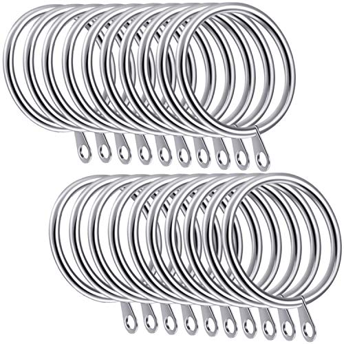 ExeQianming 20 anillos de cortina de metal de 38 mm para colgar cortinas de hogar, baño, dormitorio, cortinas y barras, plata de 38 mm de diámetro