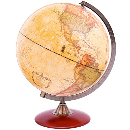 EXERZ 30 Globo Antiguo con Base de Madera - en Inglés - Diámetro (30cm Globo Antiguo)