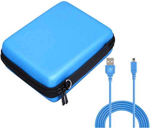 Exlene® Maletín de transporte Nintendo 2DS Hard EVA + cable de carga para Nintendo 2ds, funda protectora de viaje con 8 cartuchos de cartucho de juego (azul)