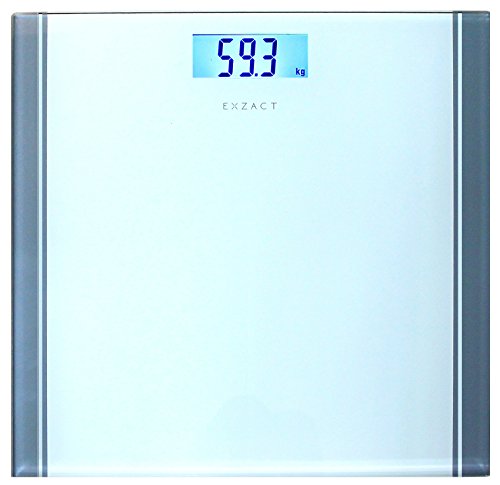 Exzact Báscula Corporal Electrónica/Báscula de Baño Digital/Escala Personal - 180kg - Exhibición del LCD de la contraluz (Blanco)