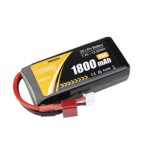 FancyWhoop 2S Lipo Batería 7.4V 1800mAh 25C T Enchufe para Jumper T16 T12 T8SG Transmisor Mando a Distancia RC Coche Off Road Truck Batería