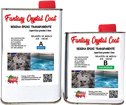 Fantasy Craft 0,8 Kg Fantasy Crystal Coat, Resina epoxi bicomponente, porcelanato liquido, Ideal para Recubrimiento de Grandes Superficies