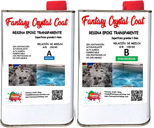 Fantasy Craft 1,6 Kg Fantasy Crystal Coat, Resina epoxi bicomponente, porcelanato liquido, Ideal para Recubrimiento de Grandes Superficies
