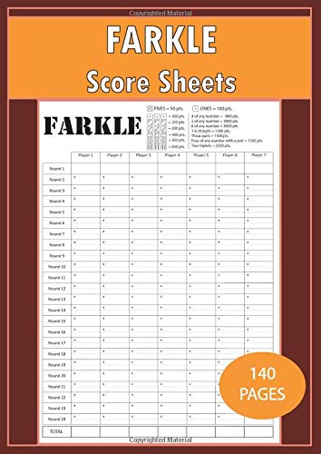 Farkle Score Sheets: Ultimate Book Of Card Games, Farkel Party Scoreboard for card games, Large Score Pads 140 Pages