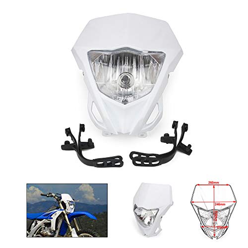 Faros Delanteros universales para Motocicleta 12 V 35 W Faro Delantero Street Fighter Pit Dirt Bike Motocross Enduro Supermoto (Blanco)