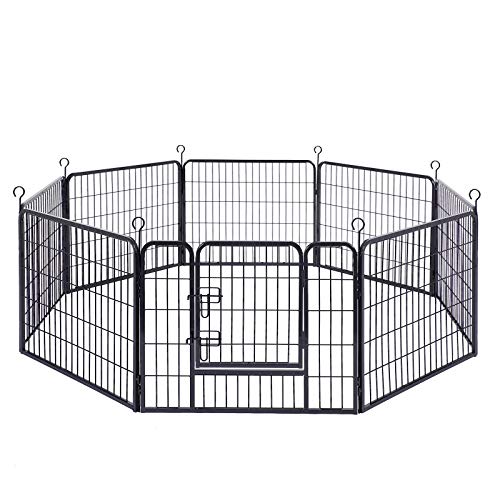 FEANDREA Parque para Mascotas Perros Corral Plegable para Juego Entrenamiento 8 Piezas combinables Negro 77 x 60 cm PPK86H