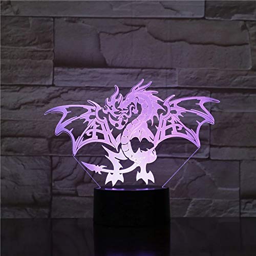 Fire Dragon 3D Lámpara de mesa Acrílico LED Luz de noche multicolor LEDUSB Regalo de vacaciones