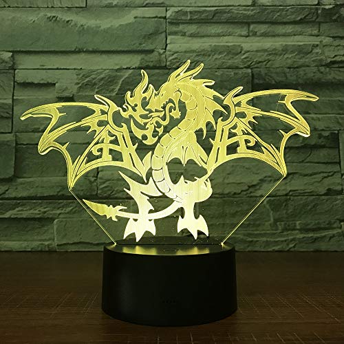 Fire dragon 3D lámpara de mesa LED luz de noche multicolor acrílico USB decoración regalo para habitación de niños