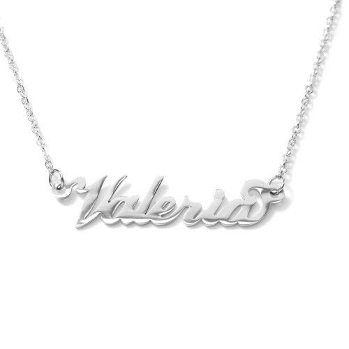 Flowers - Collar de acero pulido con nombre, estilo Carrie Bradshaw de Sexo en Nueva York, máxima elegancia, ideal como regalo Valeria