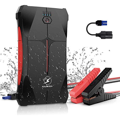 FLYLINKTECH Arrancador de Coches, 800A 12000mAh Arrancador Batería Coche (hasta 4.0L Gas o 2.0L Diesel) de IP67 Impermeable Batería Arrancador de Coche, 3 Modos Linterna LED & Puerto USB