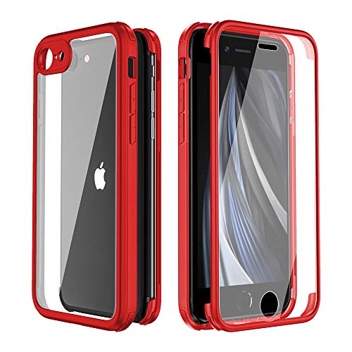 FMPCUON Funda Compatible con iPhone SE (2020), Carcasa Móvil de Protección 360° 2 en 1 Protector Caso Case Cover Cubierta, Vidrio Templado Frontal y Posterior de diseño de una Pieza, Rojo FMPCUON Funda Compatible con iPhone SE (2020), Carcasa Móvil de Protección 360° 2 en 1 Protector Caso Case Cover Cubierta, Vidrio Templado Frontal y Posterior de diseño de una Pieza, Rojo