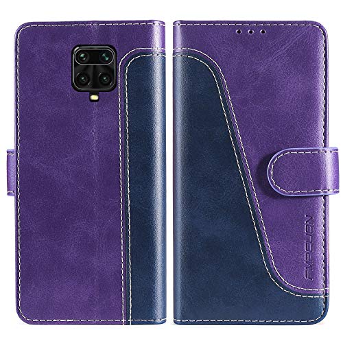 FMPCUON Funda para Xiaomi Redmi Note 9 Pro/Redmi Note 9S con Tapa,Funda Cartera Magnético Carcasa Redmi Note 9 Pro, Libro Caso Móvil para Redmi Note 9 Pro/Redmi Note 9S Funda Cartera, Azul/Púrpura