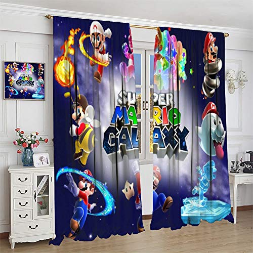 FOCLKEDS Cortina opaca para habitación de niños, diseño de Super Mario Bros Galaxy, linda decoración de habitación para niños y niñas, 214 x 214 cm