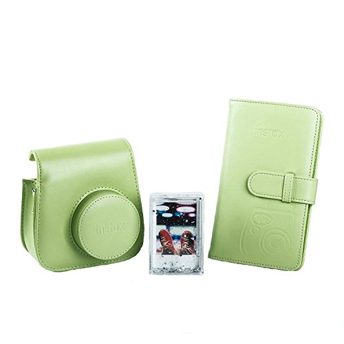Fujifilm 70100138069 - Kit de accesorios para Instax Mini 9 (funda desmontable con cierre magnético, álbum 108 fotos, marco de metacrilato) color verde lima