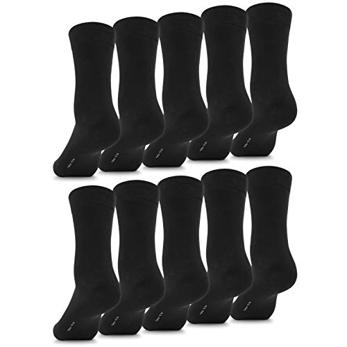 Fullluwaa Calcetines para Hombre y Mujer, 10/12 pares, Color Negro Algodón Cintura Larga Cómoda,39-42