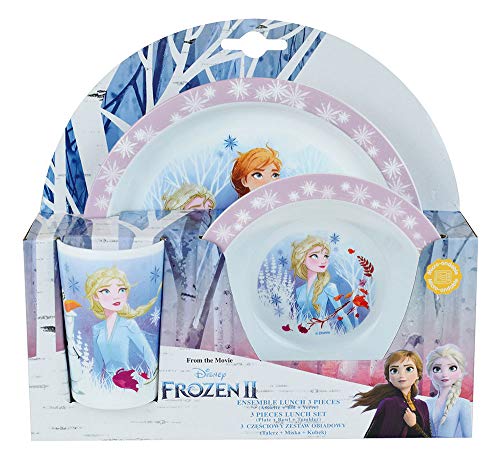 Fun House 005716 Disney Frozen - Juego de comidas compuesto por plato, cuenco y vaso para niños
