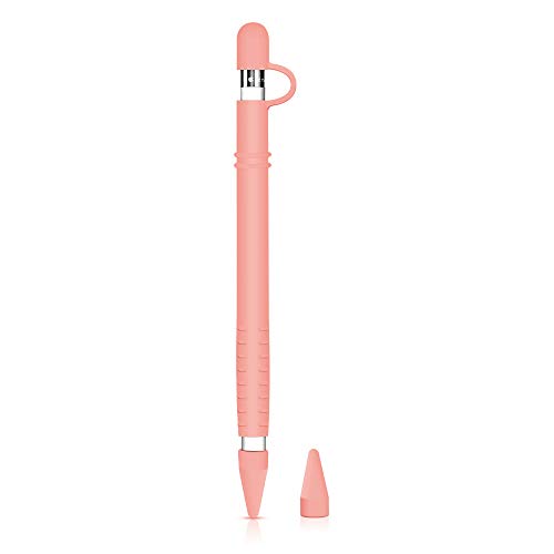 Funda de Silicona para Apple Pencil 1-iPad Pencil Holder Cap Accesorios de Protección de Suave Chaqueta de Manga Bolsa Skin Cover con 2 Cubiertas de Punta Protectora para iPad Pro 9.7 10.5, goma rosa