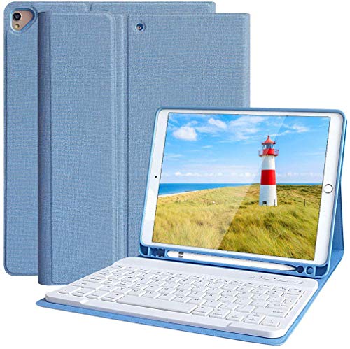 Funda Teclado iPad 10.2, Funda iPad 2020 con Ranura para Lápiz y Español (Incluye Letra Ñ) Teclado Bluetooth Inalámbrico Desmontable para iPad Air 2019/iPad Pro 10.5 2017- Cubierta Magnética