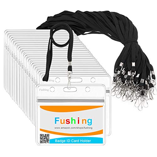 Fushing 30 Transparentes Piezas Plásticas De Verticales Etiquetas De Nombres De Insignia De Tarjeta de Identificación Y 30 Piezas De Cuerdas De Cuello Plano Con Gancho Giratorio Fushing 30 Transparentes Piezas Plásticas De Verticales Etiquetas De Nombres De Insignia De Tarjeta de Identificación Y 30 Piezas De Cuerdas De Cuello Plano Con Gancho Giratorio
