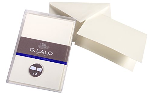 G. Lalo – Lote de 8 sets Sobres + tarjetas Vergé, C6 114 x 162 mm color blanco