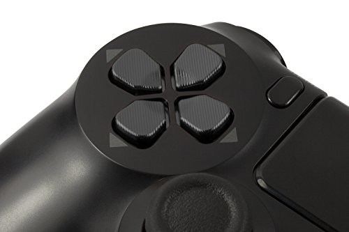 GAMINGER Pad Direccional de Aluminio D-Pad para Sony PlayStation 4 DualShock 4 Control de Consola Teclas Botones Accesorios para PS4 Custom Mod Caps Alu Tuning – NEGRO TITANIO