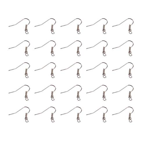 Ganchos para orejas del hierro del color del platino, libre de níquel para engarzar pendiente, Precio por 50 piezas,tamano: acerca de 18 mm largo, 0.8 mm espesor, agujero: 1.5 mm Ganchos para orejas del hierro del color del platino, libre de níquel para engarzar pendiente, Precio por 50 piezas,tamano: acerca de 18 mm largo, 0.8 mm espesor, agujero: 1.5 mm