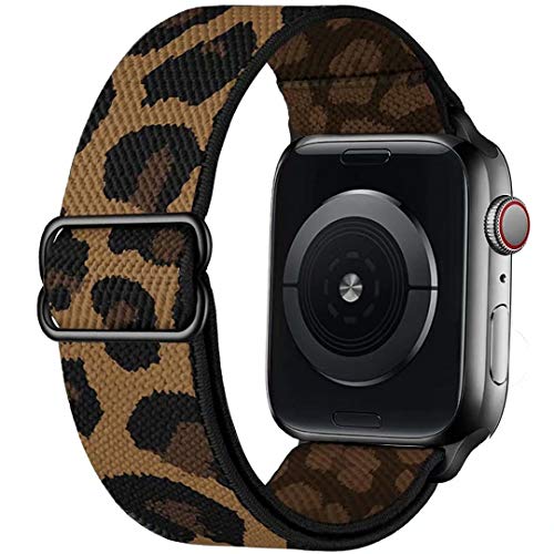GBPOOT Correa de Compatible con Apple Watch 38mm 40mm 42mm 44mm,Correa Loop Deportiva con Nylon de Repuesto Compatible Iwatch Serie 6/SE/5/4/3/2/1,Leopardo,42/44mm