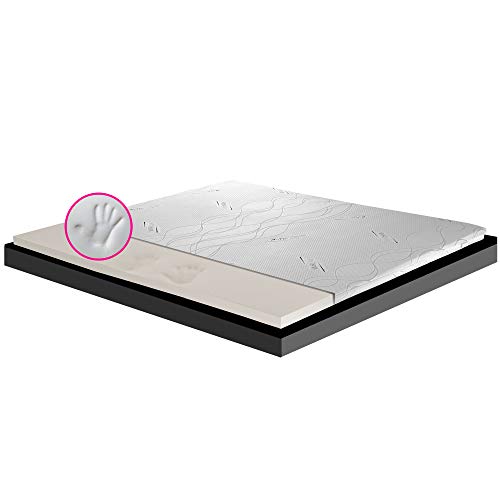 GEEMMA s.r.l. Cubrecolchón de espuma viscoelástica, 5 cm de alto con tejido hipoalergénico antimicrobiano desenfundable, hilo de plata - Star Foam Plus para cama de matrimonio 170 x 190 cm