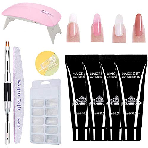 Gel nails kit,Anself 15ml Nail Gel de Construcción Rápida Gel UV Espátula Extensión del cepillo Puntas falsas Set