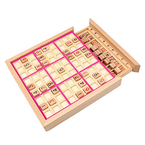 Generies Slyvdark Tablero Ajedrez Magnético, Juguete De Ajedrez Sudoku De Cuadrícula De Madera De Nueve Cuadrados, Ajedrez De Juego De Desafío Intelectual (cuadrícula Rosa De Nueve Cuadrados)