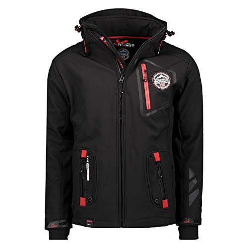 Geographical Norway TACEBOOK MEN - Chaqueta Softshell Impermeable Hombre - Capucha Transpirable Exterior - Chaqueta Cortavientos Invierno - Ideal Para Actividades Al Aire Libre (Negro 2XL)