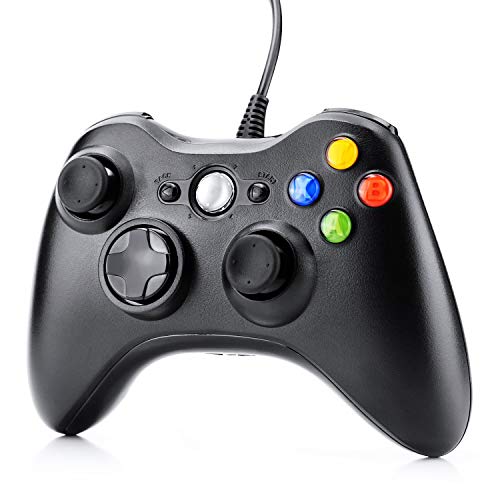 Gezimetie Controlador de juego para Xbox 360, controlador USB con cable Gamepad Joystick para Microsoft Xbox 360 PC Windows 7/8/10/XP
