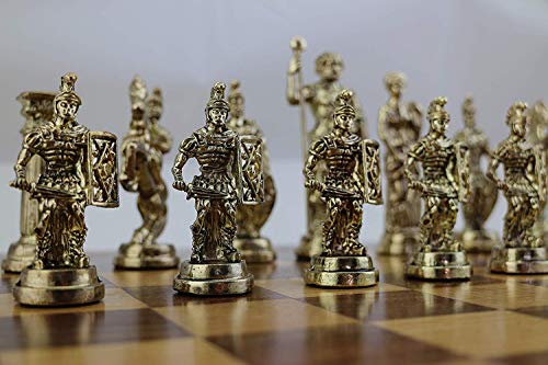 GiftHome (Solo piezas de ajedrez) Históricas figuras de Roma hechas a mano piezas de ajedrez de metal, tamaño grande King 4.3 inc (tabla no incluida)