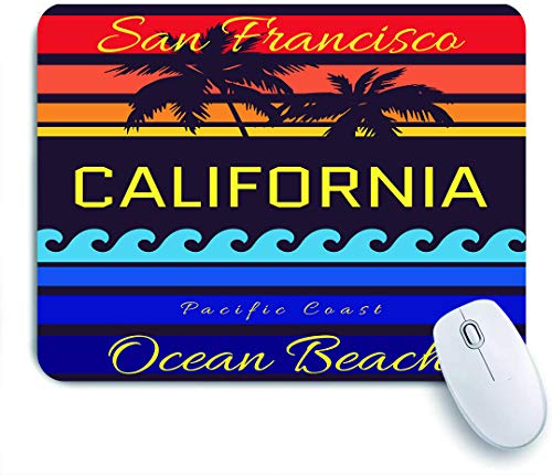 GLONLY Tipografía de California Beach San Francisco Ocean Beach Diseño de impresión Ropa Deportiva Ropa ca Ropa Original,Alfombrilla Raton Alfombrilla Gaming Alfombrilla para computadora