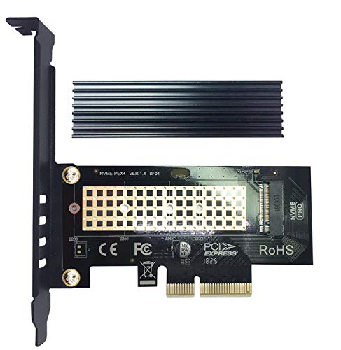 glotrends Adaptador PCIE a M.2 con disipador térmico para PC de Escritorio, PCIE GEN3 Full Speed (PA09-HS)