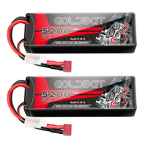 GOLDBAT 2S RC Battery 7.4V 60C 5200mAh LiPo Battery Hardcase Pack with Deans T-Plug for RC Car Evader RC Truggy Buggy RC Helicopter Evader Bx Auto LKW Truck RC Hobby (2Packs) GOLDBAT 2S RC Battery 7.4V 60C 5200mAh LiPo Battery Hardcase Pack with Deans T-Plug for RC Car Evader RC Truggy Buggy RC Helicopter Evader Bx Auto LKW Truck RC Hobby (2Packs)