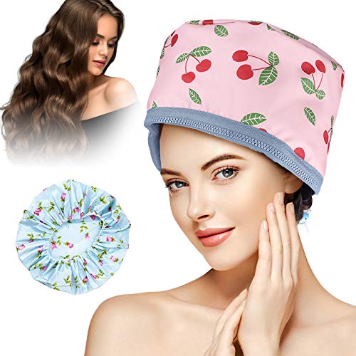 Gorro de Spa para Pelo- GLAMADOR Gorro para Mascarilla Capilar, Rosado Gorro Termico Peluqueria- Promover Absorción de Nutrientes,Temperaturas Ajustables,Cuidado del Cabello en el Hogar