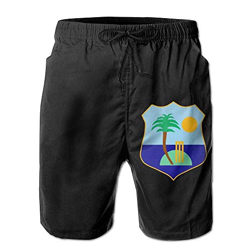 GOSMAO Pantalón de Playa para Hombre con Bandera de Tablero de críquet de Las Indias Occidentales con Bolsillos