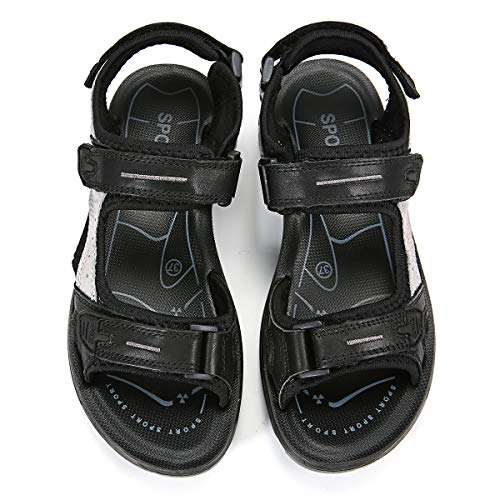 gracosy Sandalias Deportivas de Cuero para Mujer Sandalias Deportivas Al Aire Libre Senderismo de Verano Zapatos de Trekking Calzado Velcro Antideslizante Sandalias de Playa Confort Plana Ligera