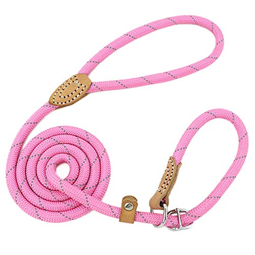 Grand Line Correa de Perro Nylon Cuerda de Entrenamiento Ajustable Reflectantes para Perros Pequeños, Medianos, Grandes y Extra - 1.0cm de Diámetro x 150cm de Largo(Rosa)