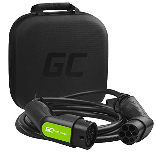 Green Cell® GC Type 2 Cable de Carga EV Vehículo Eléctrico PHEV | 7,2kW | 32A | Tipo 2 a Tipo 2 | 5 Metros | Monofásico | Compatible con EQC, i3, Leaf, A250e, CITIGOe IV, Kuga PHEV, e-Golf, Fortwo