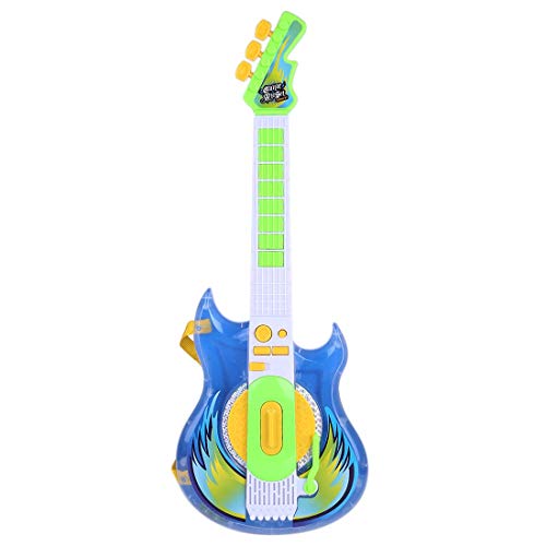 GST Instrumentos de Cuerda para niños Guitarra eléctrica para niños con micrófono, Vidrio. (Color : Blue+Green, Size : 57 x 22 x 5.5cm)