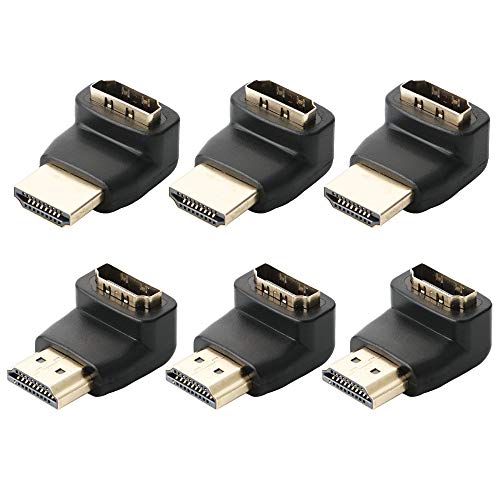 GTIWUNG Paquete de 6 Adaptador HDMI ángulo Recto de Alta Velocidad, HDMI Cable de Interfaz y Adaptador, Conector HDMI 90 Grado y 270 Grado, Adaptador HDMI Macho a Hembra, Adaptadores Soporte TV/PC