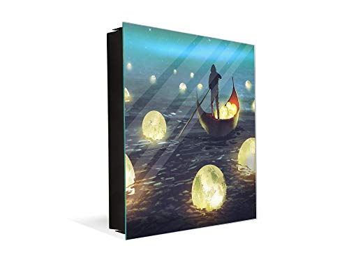 Guarda Llaves decorativo con Pizarra Magnética K14 Temas del mundo: Lago estrellado