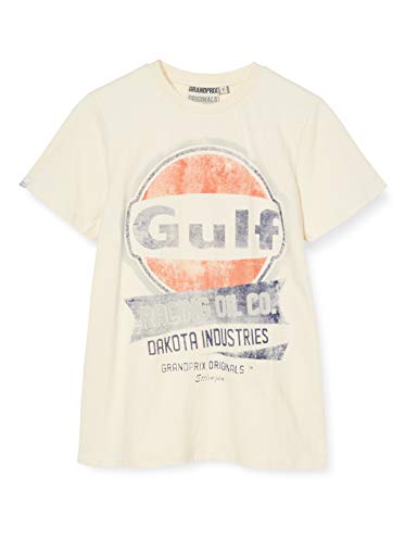 Gulf Oil Camiseta para Hombre Racing Cream, Hombre, Camiseta, GPO12-S, Crema, Small