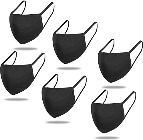 GXZOCK Reutilizables Cara Lavables, Algodón facial Unisex para Hombre y Mujer para Interiores y Exteriores, Negro,(Black- 6piezas)