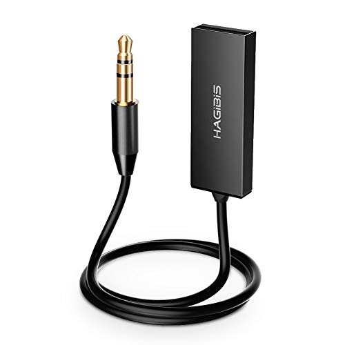 Hagibis Receptor Bluetooth 5.0,Kits de manos libres para automóvil Bluetooth, Audio AUX 3.5mm Jack Receptor inalámbrico de música estéreo para altavoces de automóvil y hogar